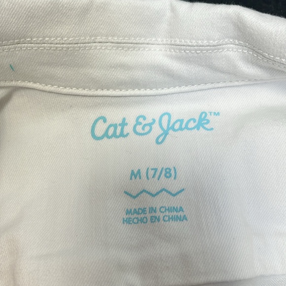 Cat & Jack Girls White Jean Jacket- size medium (7/8) - Picture 7 of 9